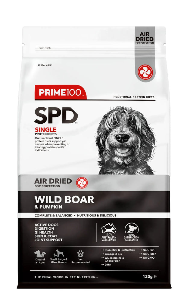 PRIME100 SPD AIR DRIED WILD BOAR AND PUMPKIN ADULT DOG FOOD [WGT:120G]