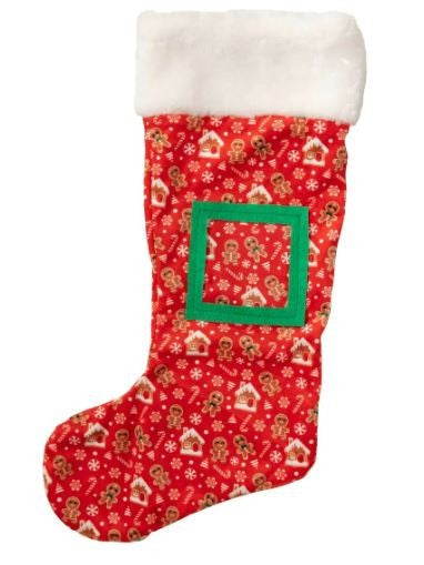 XMAS FUZZYARD CHRISTMAS STOCKING GINGERBREAD SNOWSTORM