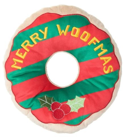 XMAS DOG TOY FUZZYARD GIANT MERRY WOOFMAS DONUT