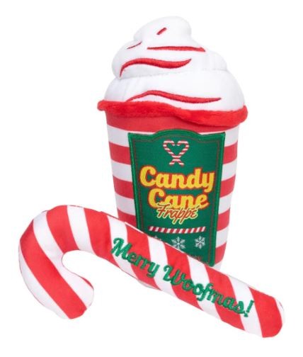 XMAS DOG TOY FUZZYARD CANDY CANE FRAPPE & CANDY CANE - 2PK