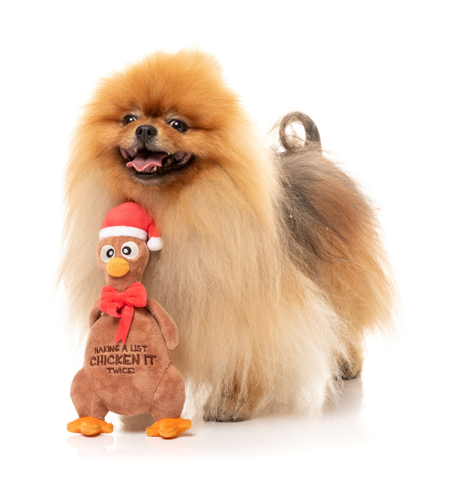 XMAS FUZZYARD CHICKEN IT TWICE CHOOK DOG TOY