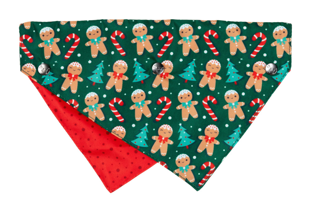 XMAS FUZZYARD BANDANA - JOLLY GINGERBREAD AND CANES [SZ:MED/LGE]