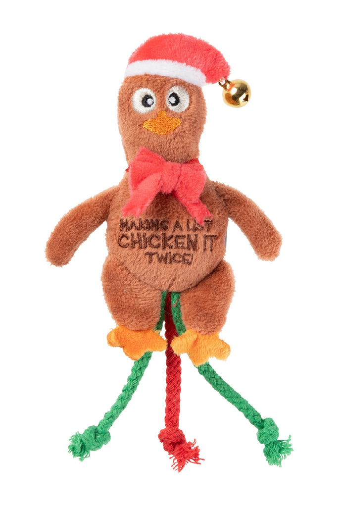 XMAS FUZZYARD CHICKEN IT TWICE CHOOK CAT TOY