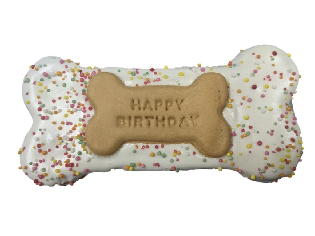 TREAT HUDS AND TOKE HAPPY BIRTHDAY BONE BISCUIT PINK 1PK