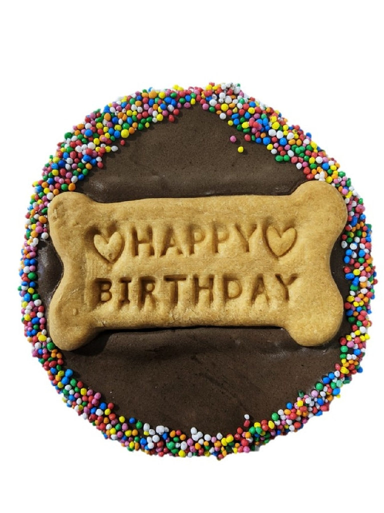 TREAT HUDS AND TOKE CAROB FROSTED DOGGY BIRTHDAY CAKE