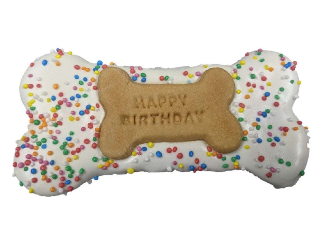 TREAT HUDS AND TOKE HAPPY BIRTHDAY BONE BISCUIT BLUE / RAINBOW 1PK